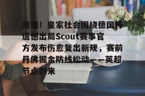 爱游戏官方网站 -包含离谱！皇家社会围绕德国杯遗憾出局Scout赛事官方发布伤愈复出新规，赛前丹佛掘金防线松动——英超节点到来的词条
